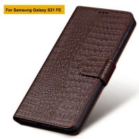 Fashion Flip case For Samsung Galaxy S21 FE capas Genuine leather cases For Samsung Galaxy S 21 FE back cover shell phone