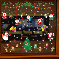 New Christmas Decoration Window Stickers Santa Gifts Tree Window Glass Sticker New YearMerry Christmas Mirror Sticker Xmas 2022