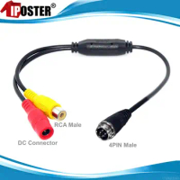 IPoster-Aviation Head 4Pin Male to RCA/DC Female 4 Pin to RCA Adapter, Extension Cable for CCTV Monitor, Car Rear Backup Camera