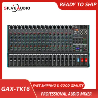 GAX-TK16 Professional 16 Channel Audio Mixer Console with Blueteeth/USB/SD Card Reader and Phantom Power