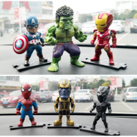 Disney Anime Movie Avengers Hero Iron Man Hulk Cartoon Action Figure Car Ornaments Thor Thanos Model Toys Cake Decor Accessories