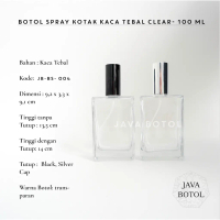 Botol Spray Kotak Kaca Tebal Clear (Parfum / Room Spray) - 100ml