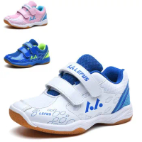 TaoBo Original LEFUS Small Size 28 29 Kid Badminton Sneakers Hook Loop Tennis Shoe for Children Breathable Jogging Sport Shoes