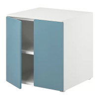 SMÅSTAD/PLATSA 收納櫃, 白色 藍色/附層板, 60x57x63 公分