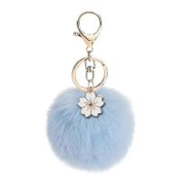 Cute Furry Keychain Heart Shaped Pom Pom Bag Accessory Car Decoration Girl's Heart Touch Gift Handhe