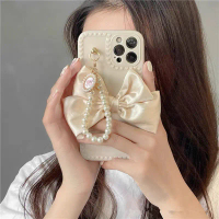 เคสโทรศัพท์, INS, สำหรับ iPhone 13/12 Pro Max, 11, Xs/XR, 7/8 Plus, หญิง, พร้อมโบว์โซ่มุก