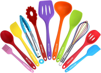Kitchen Utensil Set - 11 Cooking Utensils - Colorful Silicone Kitchen Utensils - Nonstick Cookware w