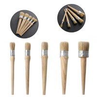 1PC Wood Handle with Natural Bristles Chalk Oil Paint Wax Brush Furniture Stencils art Home Decor Paint Brush Car Cleaning Brush