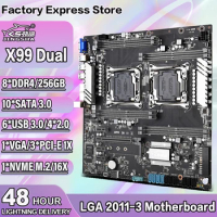 JINGSHA X99 Dual CPU Motherboard Intel Xeon LGA 2011-3 E5 V3 V4 CPU 8 DDR4 Slots ECC REG M.2 NVME USB3.0 E-ATX Server Mainboard