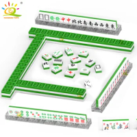 HUIQIBAO 292PCS MOC Mahjong Model Micro Building Blocks Mah-jong Mini Bricks Set Board Game City Construction Toys for Children