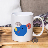 Mug Karakter Lucu Gambar Anjing Warna Biru | Gelas Keramik