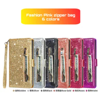 New Style Leather Zipper Flip Case For Samsung Galaxy A10 A20 A30 A50 A70 M51 M32 M31 M21 M31S M11 M40 M10 Wallet Bling Shinning