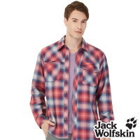 【Jack wolfskin 飛狼】男 時尚漸層格紋長袖保暖排汗襯衫『紅格』