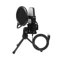 Portable Mic RGB USB Condenser Microphone Widely Use Condenser Mic for Birthday Recording Streaming Conference Dropship