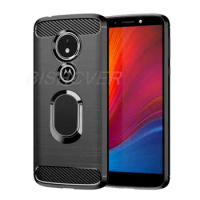 Motorola Moto G7 E5 Plus Brushed Carbon Fiber Silicone Shockproof Case For Moto Z2 Force Z3 Z4 Play Magnetic Stand Cover