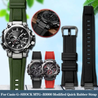 Modified Quick Release Resin Silicone Rubber Watch Strap For Casio G-SHOCK Series MTG-B3000 MTGB3000 Steel End Link Watchband