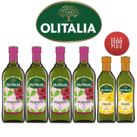 【Olitalia 奧利塔】葡萄耔油1000mlx4瓶(+頂級芥花油500mlx2瓶-禮盒組)