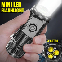 Powerful LED Flashlight Ultra Bright Mini 3*SST20 LED Torch Built-in Battery USB Rechargeable with Tail Magnet Emergency Lantern
