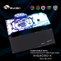 Bykski N-IG4090-X GPU Block For Colorful GeForce RTX 4090 Single Turbine Graphics Card Radiator,4090 watercooler 5V RGB AURA