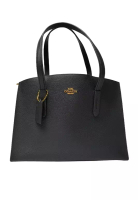 Coach 備受喜愛的 Coach Charlie 女用手提單肩包，黑色/淺金色 - O1-25137-LIBLK