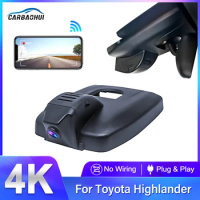 For Toyota Highlander 3rd 4th Gen (XU50 XU70) 2022 2023 Front and Rear 4K Dash Cam for Car Camera Recorder Dashcam WIFI Car Dvr