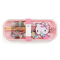 【震撼精品百貨】Hello Kitty 凱蒂貓 HELLO KITTY日本製餐具組附束帶(小熊秘語) 震撼日式精品百貨