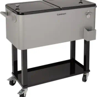 Cuisinart CCC-3517 Portable 80-Quart Outdoor Cooler Cart with Dual-Sided Lid, BBQ Cart with Bottle Opener