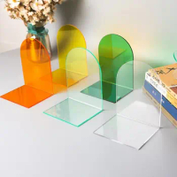 Color L-shaped Book Stand Solid Color Transparent Book Baffle Acrylic Desktop Fixed Book Stand Shelf Simplicity