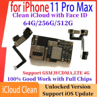 Unlocked Motherboard for iPhone 11 Pro Max With Face ID 256gb 512gb Mainboard No iCloud ID Free Logic Board Full Work Plate