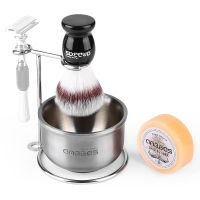 Anbbas Synthetic Badger Shaving BrushStainless Steel Shaving Razor and Brush Stand and Lathering Foa