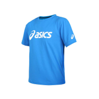 ASICS 男女運動排汗T恤-台灣製 慢跑 路跑 短袖 上衣 亞瑟士 K31415-43 藍白
