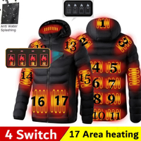 Người đàn ông 9 khu vực nước nóng Áo khoác USB mùa đông ngoài trời điện sưởi ấm Áo khoác ấm sprots nhiệt áo quần áo nhiệt Bông Áo khoác