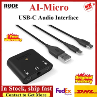 For RODE AI-Micro USB-C Audio Interface Ultracompact 2x2 USB Type-C Audio Interface 2 Auto-Sensing 3.5mm TRS/TRRS Mic Inputs