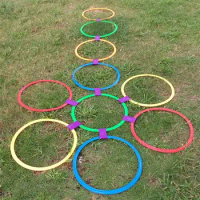 Kids Outdoor Training Jumping Rings Funny Physical Training Sport Toy Lattice Jump Ring Set Game Children Fitness Leapfrog Toys