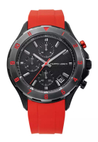 Filippo Loreti 男女不銹鋼Pista Shadow Red Sport Sport Chrono Quartz手錶，直徑42mm，紅色橡膠手鍊