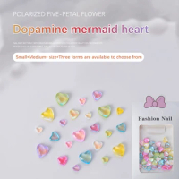 50Pcs S/M/L Frozen Dopamine Love Heart 3D Nail Art Charm Decoration Mini Diy Nail Jewelry Resin Flat Bottom Desing Manicure
