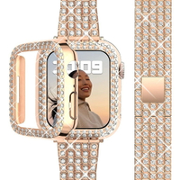 鑲鑽女生錶帶適用於apple watch錶帶殼套裝蘋果iWatch87ultra不鏽鋼414549mm