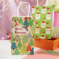 10PCS Christmas tree gift paper bag Christmas Bags Santa Claus Favor Open Top Gift Packing paper Treat gift Bags&amp;Holders