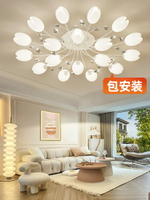 客廳主燈奶油風吸頂燈2024年新款簡約現代大氣網紅花朵臥室餐廳燈