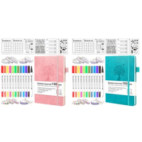 Bullet Dotted Journal Kit-Dual Tip Brush Markers, Washi Tape, And Stencils For Women, Men, And Teen