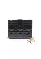 Christian Dior 二奢 Pre-loved Christian Dior lady dior Canage Bi-fold wallet Patent leather black