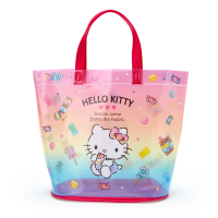 小禮堂 Hello Kitty 透明海灘袋 水桶提袋 游泳袋 泳具袋 防水袋 (紅 2021炎夏企劃)