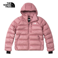 【The North Face 官方旗艦】北面女款粉紅色DWR防潑水連帽羽絨外套｜89X71MI 700蓬鬆度