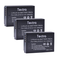 Tectra 3Pcs 1800mAh LP-E12 LPE12 LP E12 Battery for Canon EOS M, EOS M10, EOS Rebel SL1, EOS 100D Cameras
