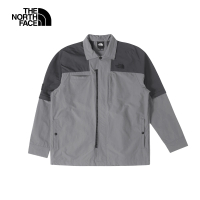 【The North Face】北面UE男款灰色吸濕排汗防潑水可拆卸衣袖休閒長袖襯衫｜88590UZ