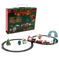 Christmas Electric Train Set Battery Operated Classic Train Model Railway Tracks Toy With Sound For Kids Birthday Party Gifts