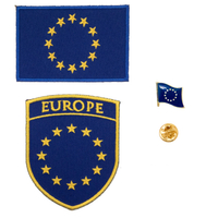 DIY裝飾繡片貼 三件組歐盟盾牌刺繡+歐盟國旗刺繡+歐盟徽章 胸章立體繡貼 布貼 臂章貼