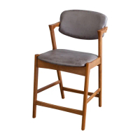 【BODEN】里歐實木復古風咖啡色皮吧台椅/吧檯椅/高腳椅