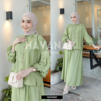 HAVANAH - ONESET ALANA Baju Setelan Wanita Kekinian Setelan Rok Polo Linen