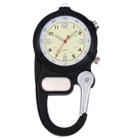 ALK Fob Nurse Pocket Watch Carabiner Clip Watch Black Climb Mountain Outdoor Sports Watches LED Light Pocket Blue Clock Unisex